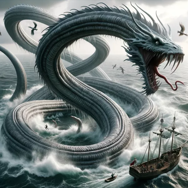 Monster-Seeschlange greift ein Schiff an