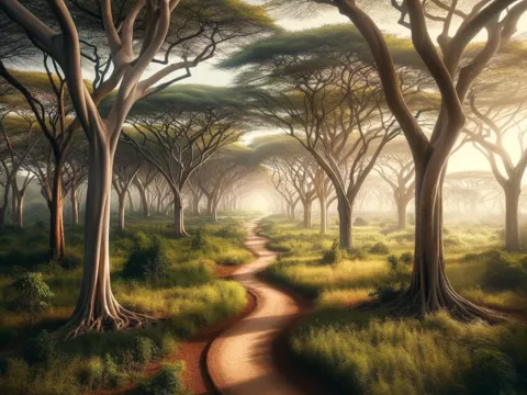 Weg zwischen Bäumen hindurch